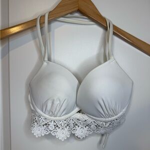 White Lace Bikini Top XS | Xhiliration | Beachy Boho Bridal